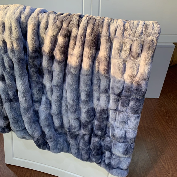 Tie-Dyed Rabbit Fur Elastic Blankets Faux Fur Throws