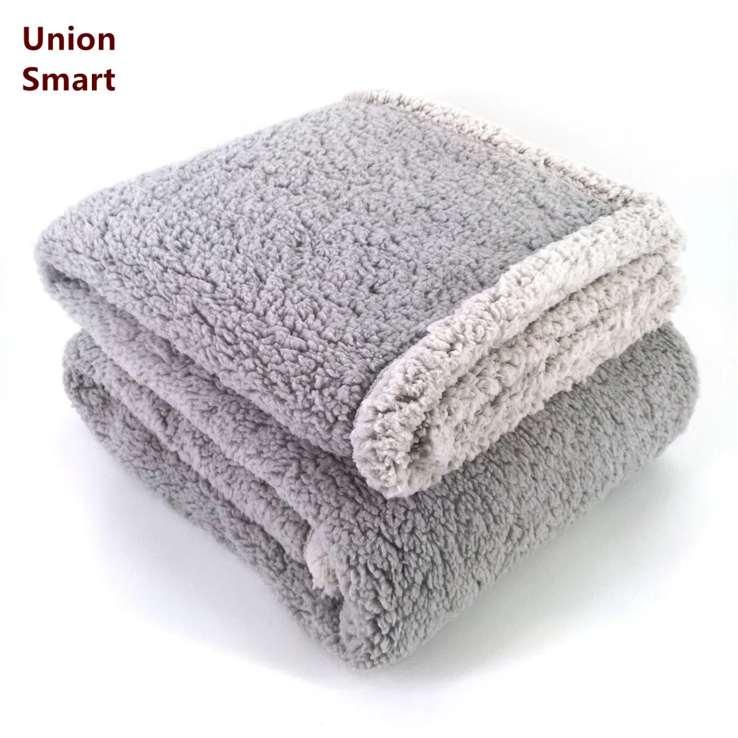 100% Polyester Two Ply Sherpa Fleece Lining Blanket Anti-Pilling Sofa Throw